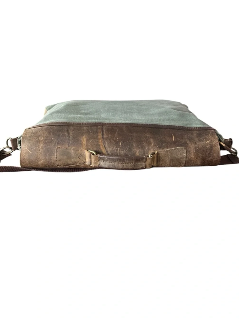 Devil‎ Hunter Handmade Distressed Leather & Canvas Slouchy Messenger Bag Laptop